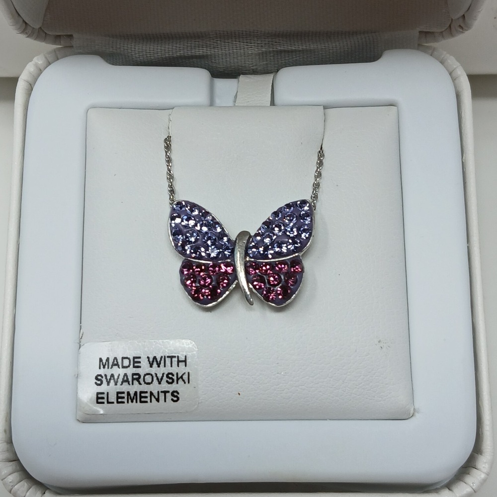 BUTTERFLY Pendant Made With Swarovski Elements Purple Necklace Beauty Gift‎